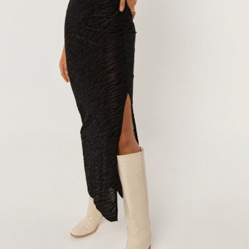NWOT Size 2 Peppermayo Exclusive - Work It Out Midi Skirt - Burnout Black - Picture 2 of 6